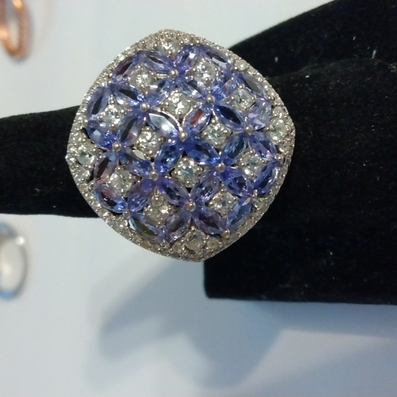 Stamped .925 India Tanzanite and Zircon Ring8.1 Grams